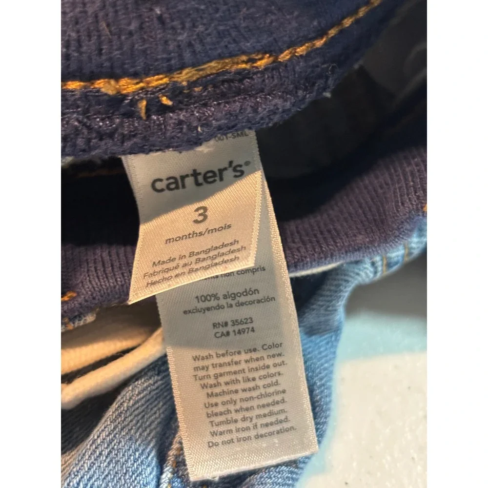 Carter's 3M Baby Boy Bundle of 5 Denim Overalls Striped Tee‎ Grey Pants